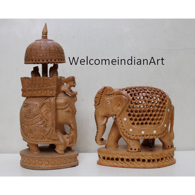 Wooden Elephant Figurines Set Of Model 1