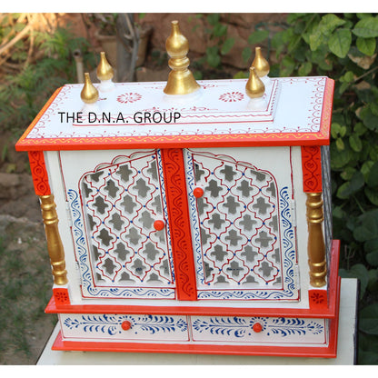 Handmade Wooden Temple /Pooja Mandir with LED