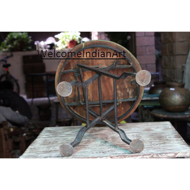 Wooden Coffee Table Round Portable Model 1