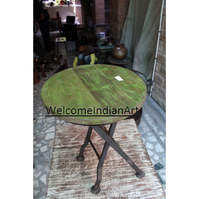 Wooden Coffee Table Round Portable Model 1