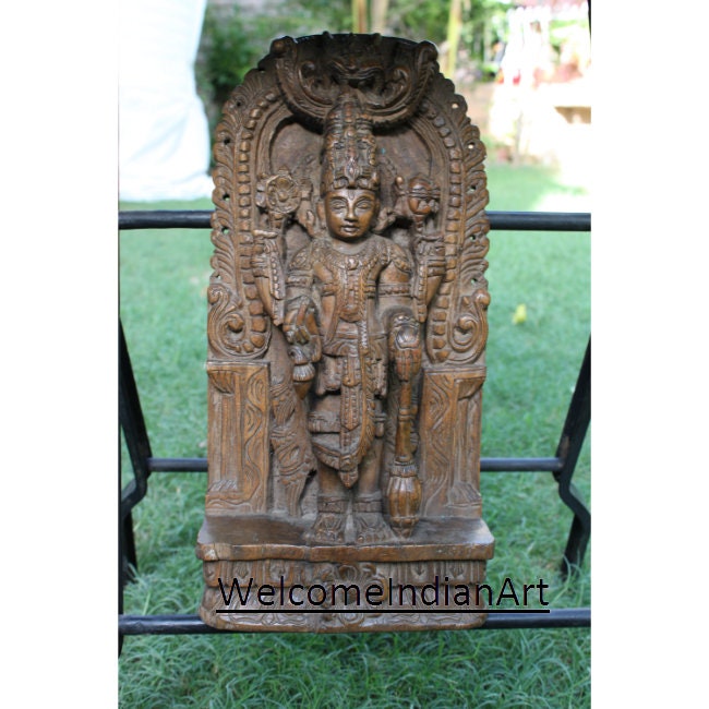 2 Antique Lord Vishnu Statue Rustic