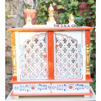 Handmade Wooden Temple /Pooja Mandir with LED