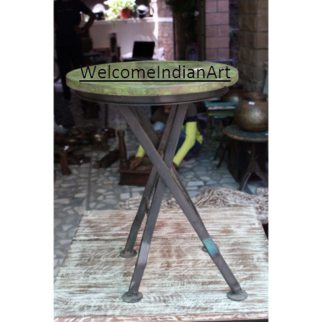 Wooden Coffee Table Round Portable Model 1