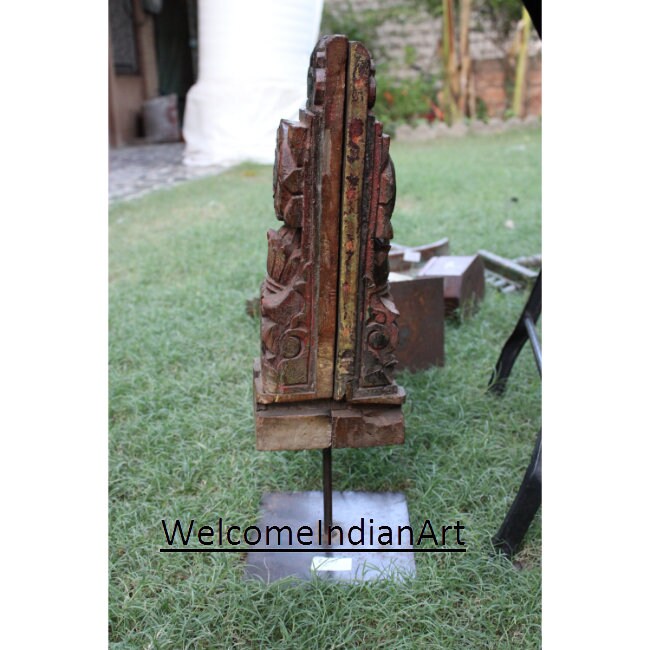 Antique Old Hand Carved Flower Side