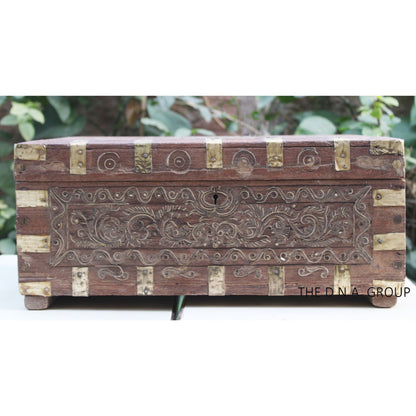 Antique Wooden Trunk With Secret Metal