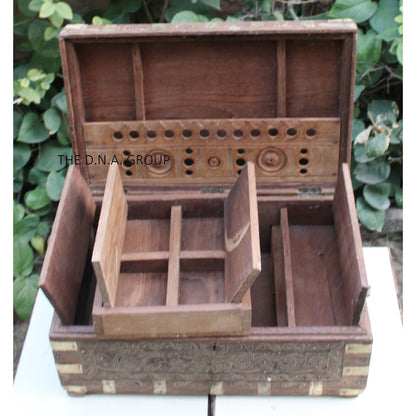 Antique Wooden Trunk With Secret Metal