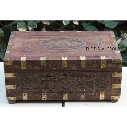Antique Wooden Trunk With Secret Metal