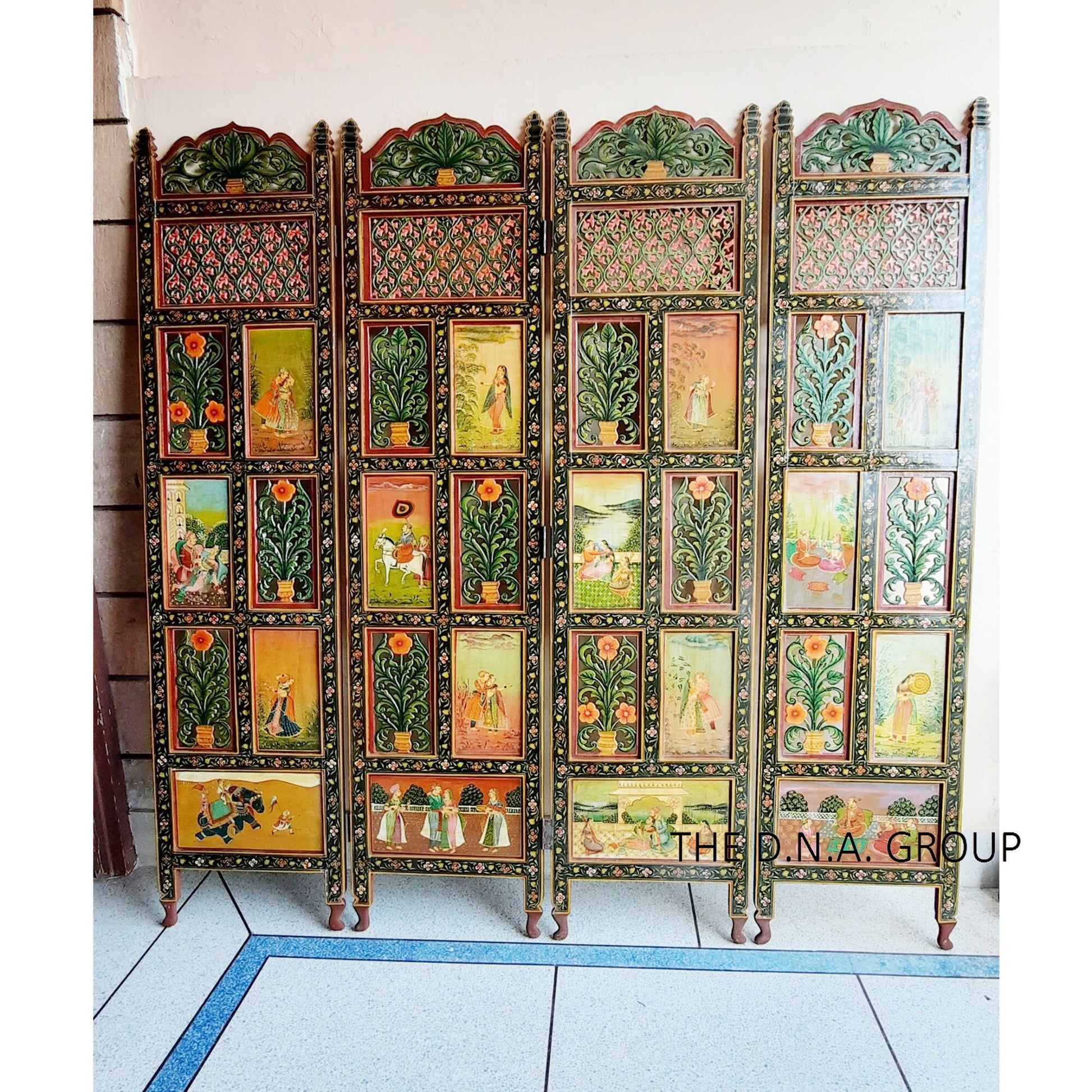 24K Pure Gold 4 Panels Folding Room Divider Screen