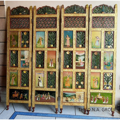 24K Pure Gold 4 Panels Folding Room Divider Screen