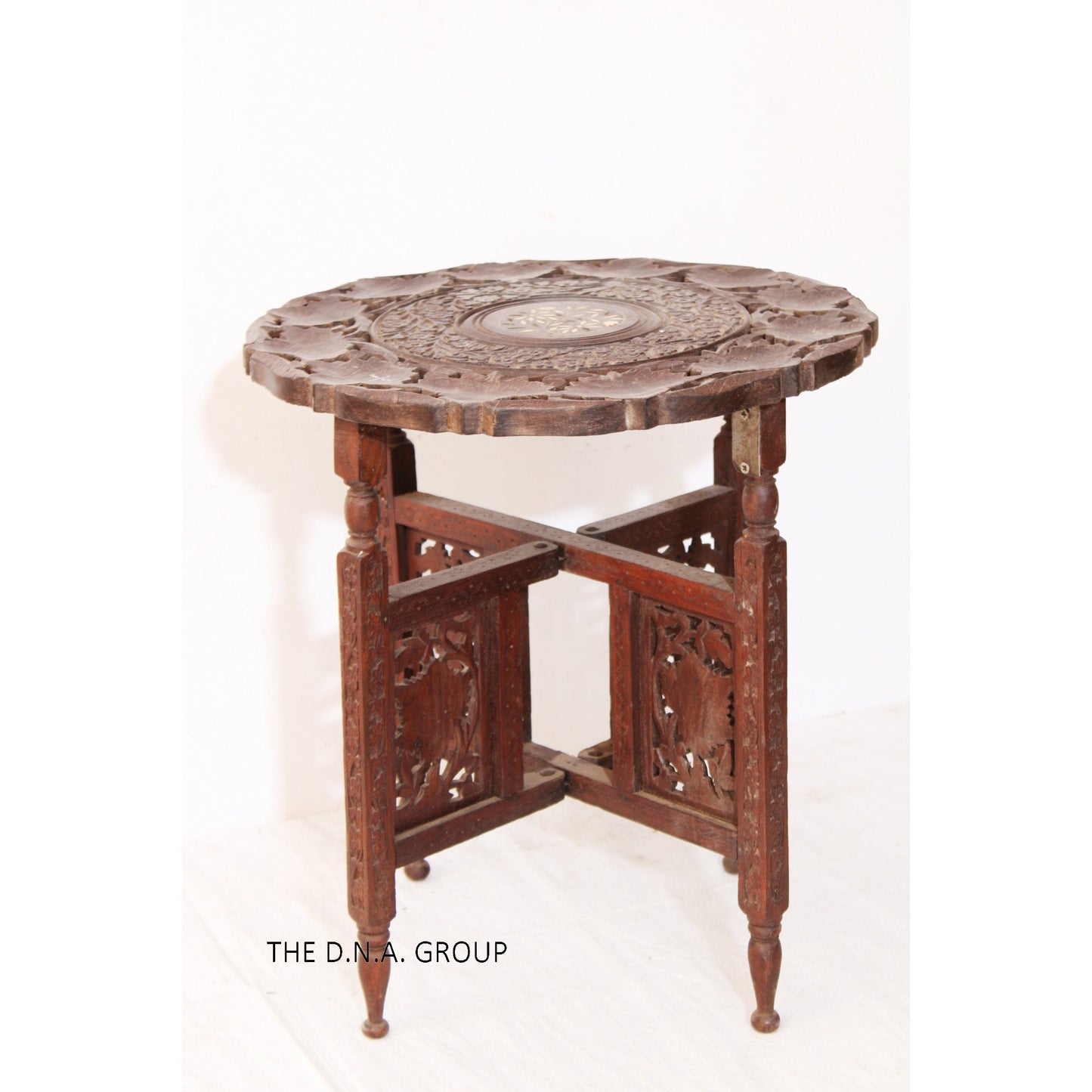 Antique Wooden Carved Table/Folding Handmade Hand