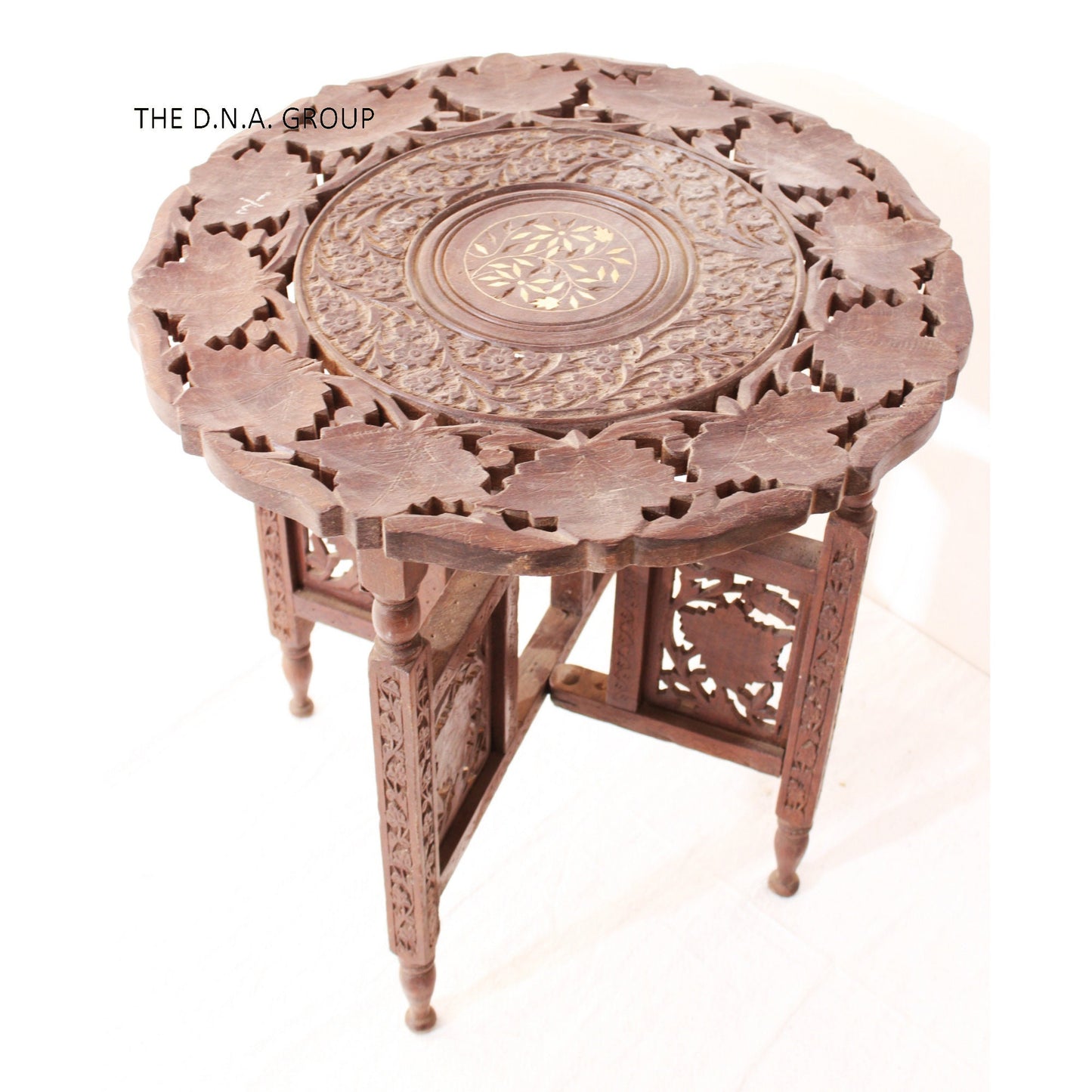 Antique Wooden Carved Table/Folding Handmade Hand