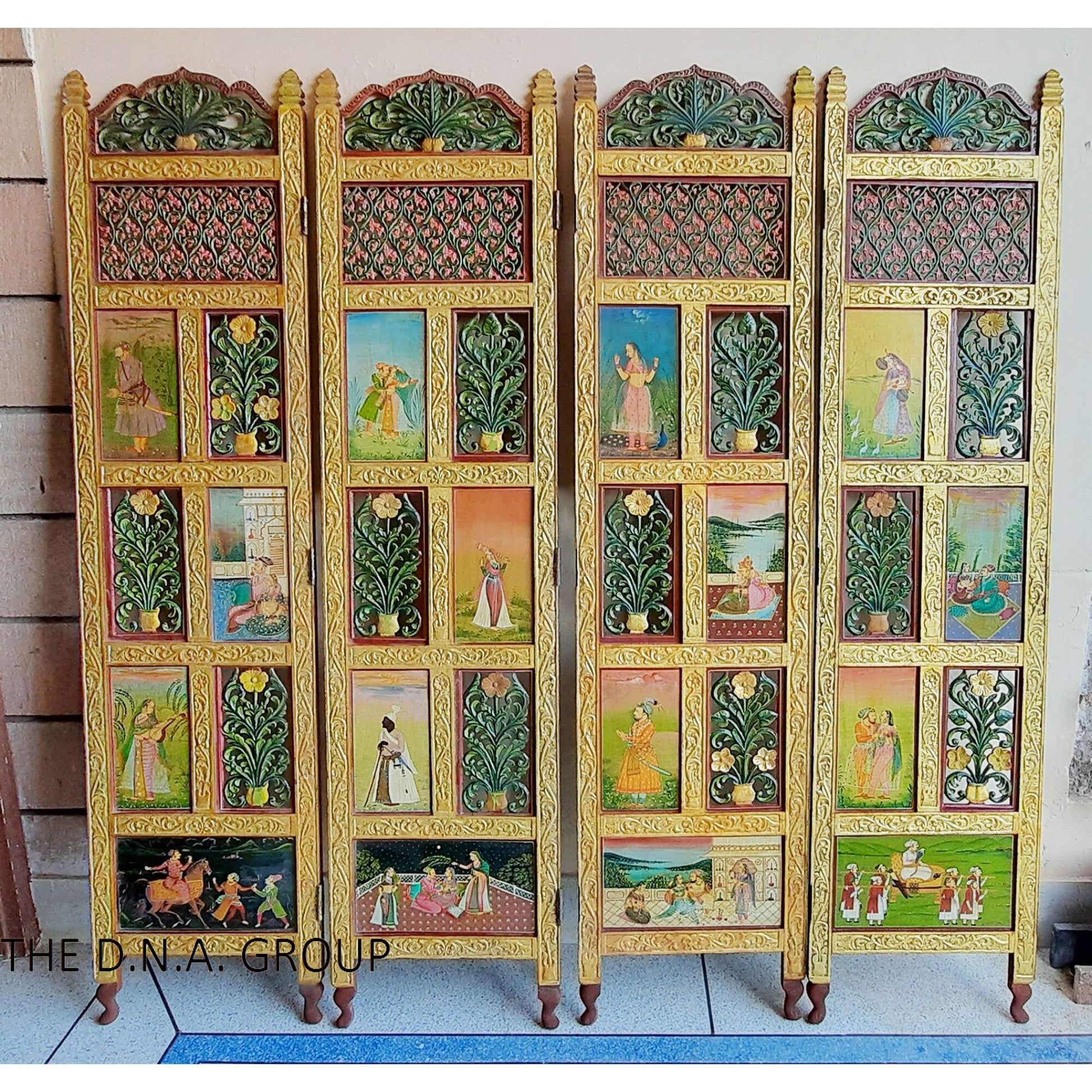 24K Pure Gold 4 Panels Folding Room Divider Screen