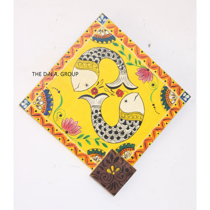 Wood Handpainted Kite Wall Decor Fish Pattern