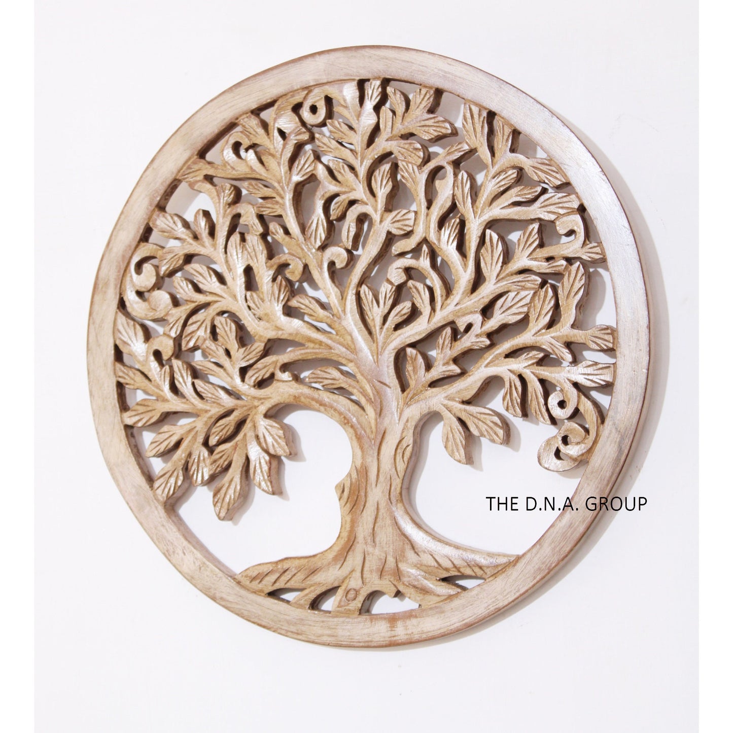 Round Wooden Tree Wall Art Blue