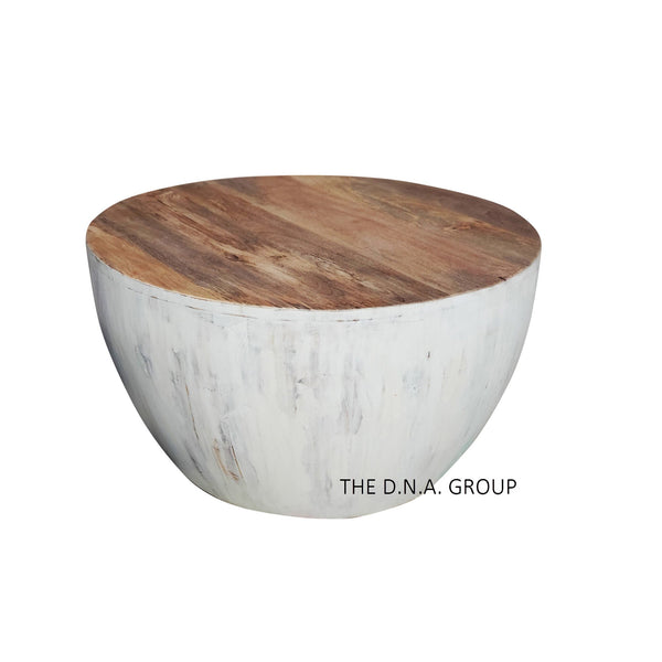 Wooden Drum Coffee Table, Distress 10X10X10