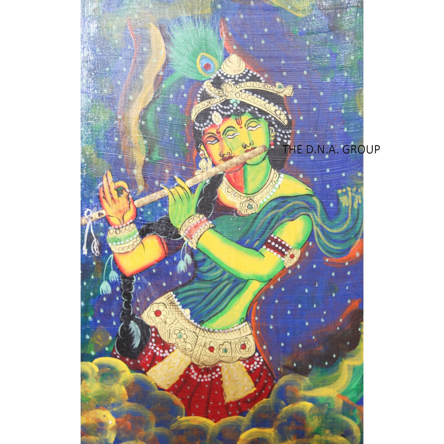 Wooden Hand Painted Radha Krishna Radha Krishna Panel