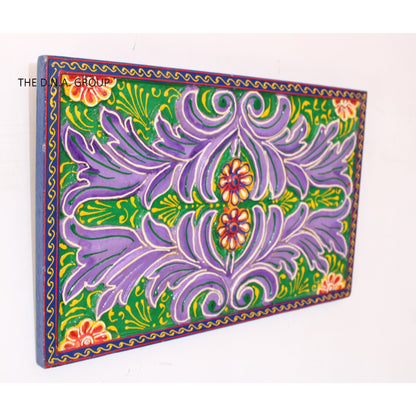 Wooden Wall Art Hand Painted Flower Pattern