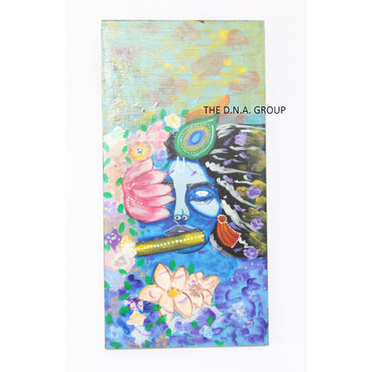 Wooden Hand Painted Radha Krishna Radha Krishna Panel