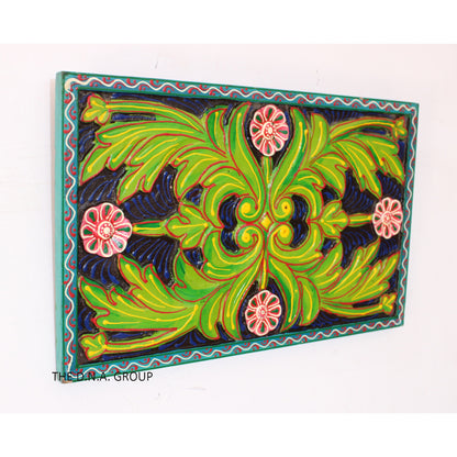 Wooden Wall Art Hand Painted Flower Pattern