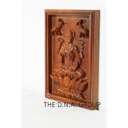 Wooden Wall Art Panel Goddess Laxmi Ji