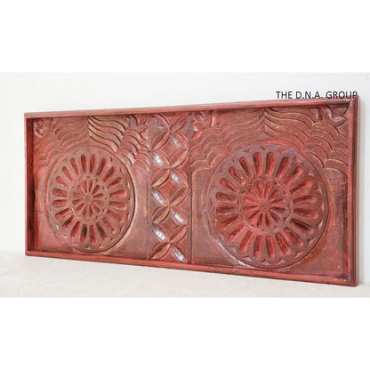 Unique Design Wooden Carving Wall Red