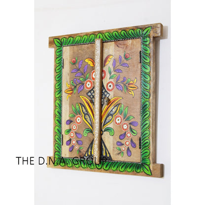Wooden Handmade Floral Hand Painted Window