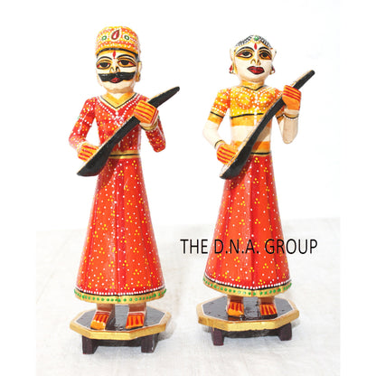 Handmade Standing Wooden Musical Statue Pattern 1