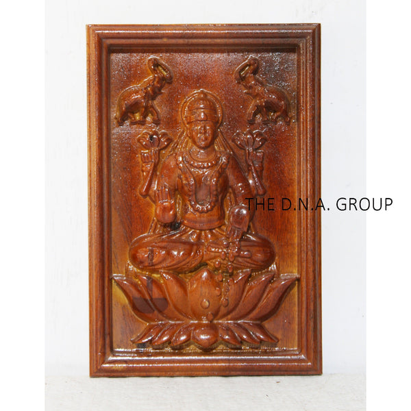 Wooden Wall Art Panel Goddess Laxmi Ji