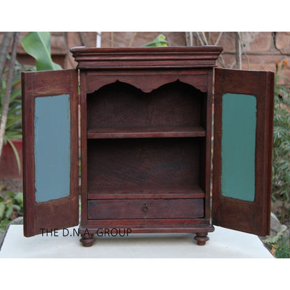 Vintage Wooden Glass Cabinet | Rustic