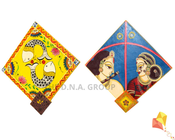 Wood Handpainted Kite Wall Decor Fish Pattern