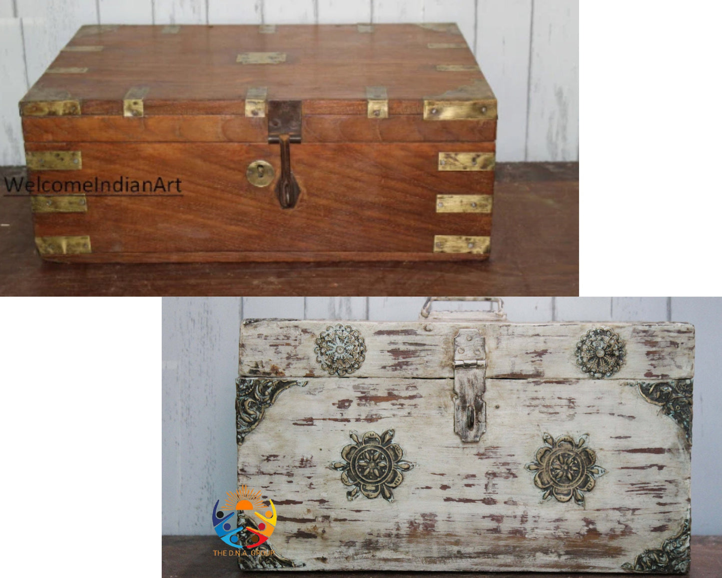 Antique Wooden Trunk Treasure Chest Model 1