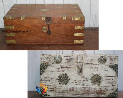 Antique Wooden Trunk Treasure Chest Model 1