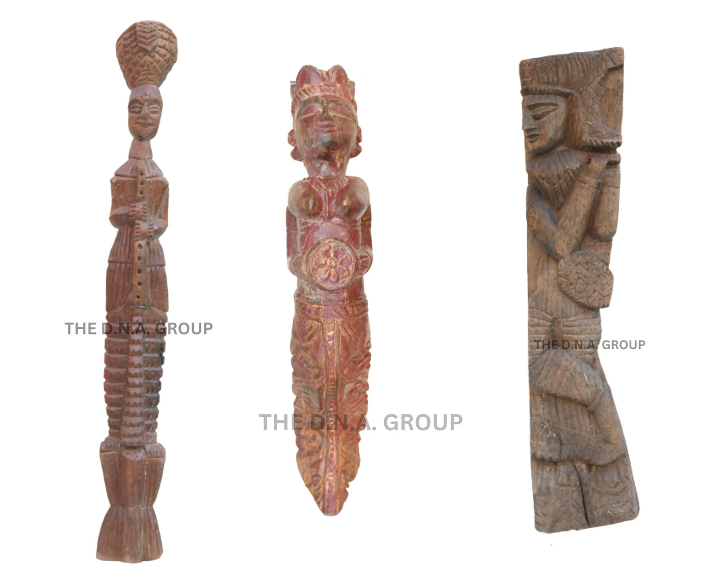 Antique Carved Wooden Figurines Vintage Model 1