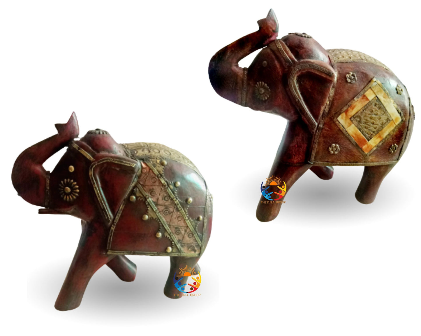Brass Fitted Wooden Elephant With Model 1