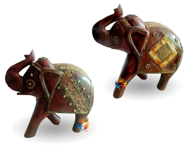 Brass Fitted Wooden Elephant With Model 1