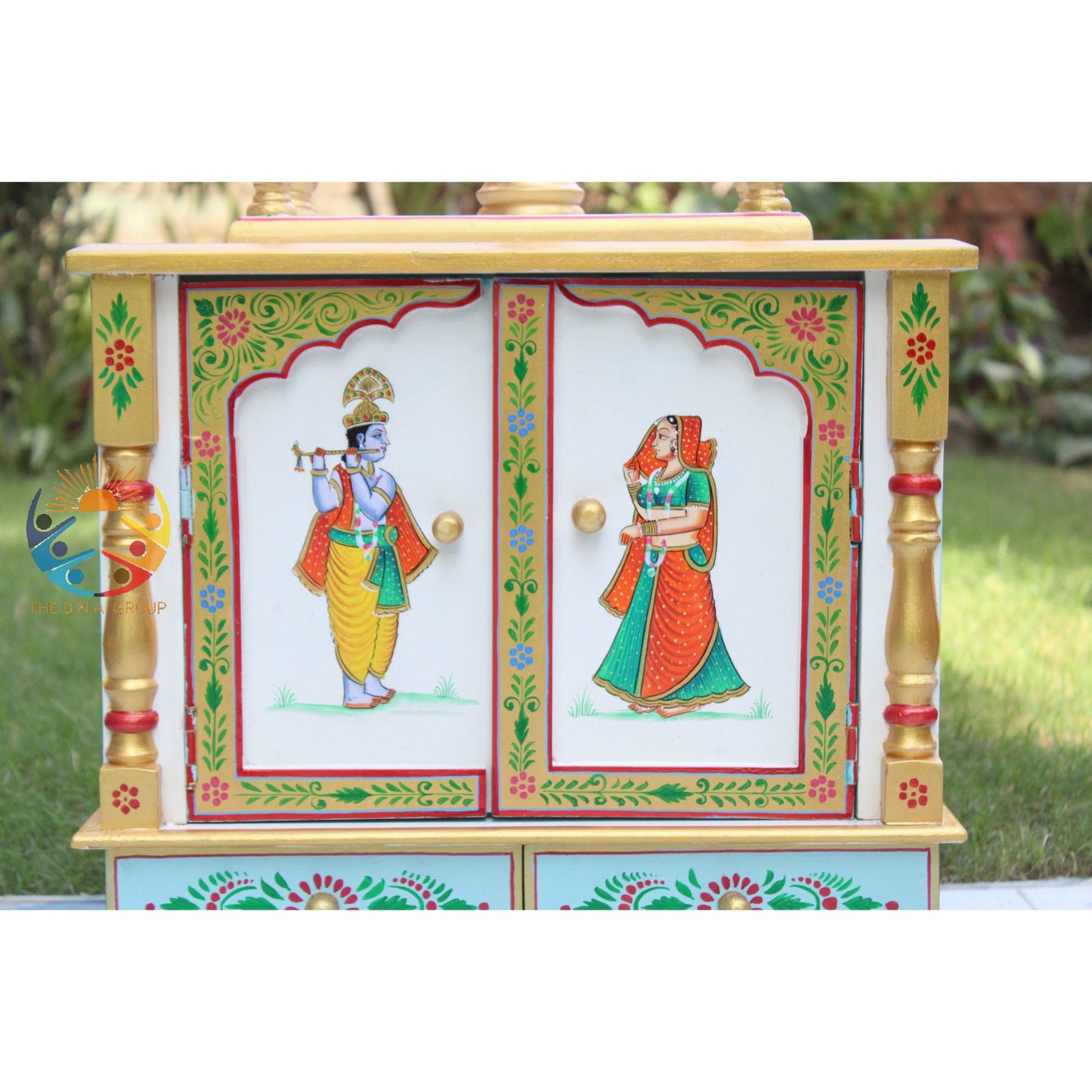 Beautiful Radha-Krishna Embossed Wooden Temple
