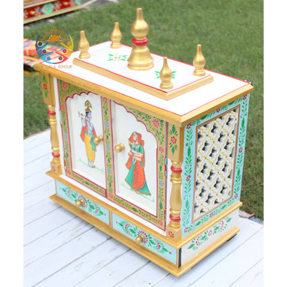 Beautiful Radha-Krishna Embossed Wooden Temple