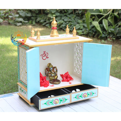Beautiful Radha-Krishna Embossed Wooden Temple