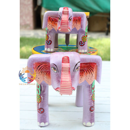 Decorative Handmade Wooden Elephant Stool