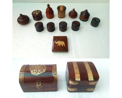 Wooden Handmade Engraved Trinket Jewelry Model 1( Lot Of 12