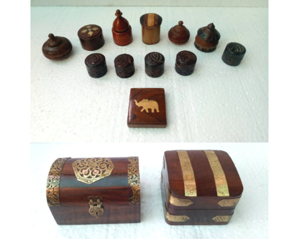 Wooden Handmade Engraved Trinket Jewelry Model 1( Lot Of 12