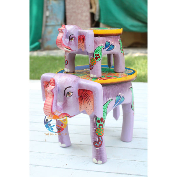 Decorative Handmade Wooden Elephant Stool