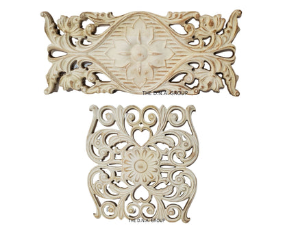 Handcrafted Large Floral Wood Wall Model 1