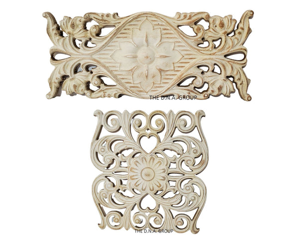 Handcrafted Large Floral Wood Wall Model 1