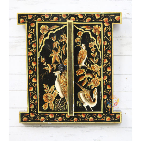 Wooden Hand Painted Window Beautiful Bird Window Frame Jharokha Wall Decor Shutter Indian Interior Exterior Shutter Frame Traditional Gift