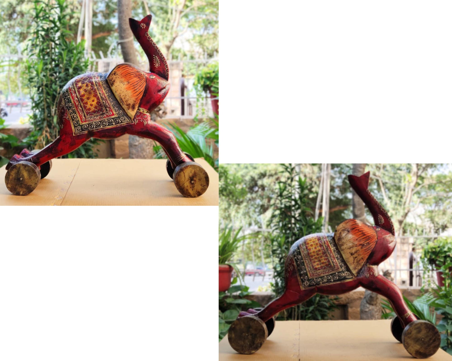 Old Recycled Wooden Elephant Artisan Model 1