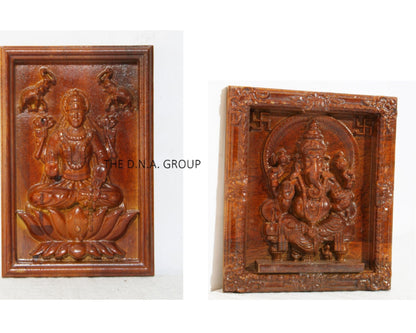 Wooden Wall Art Panel Goddess Laxmi Ji