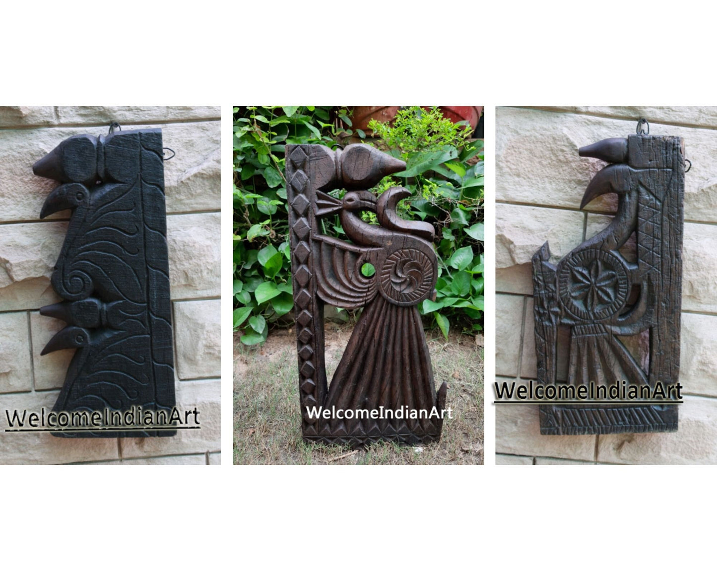 Wooden Hand Carved Peacock Wall Model 1