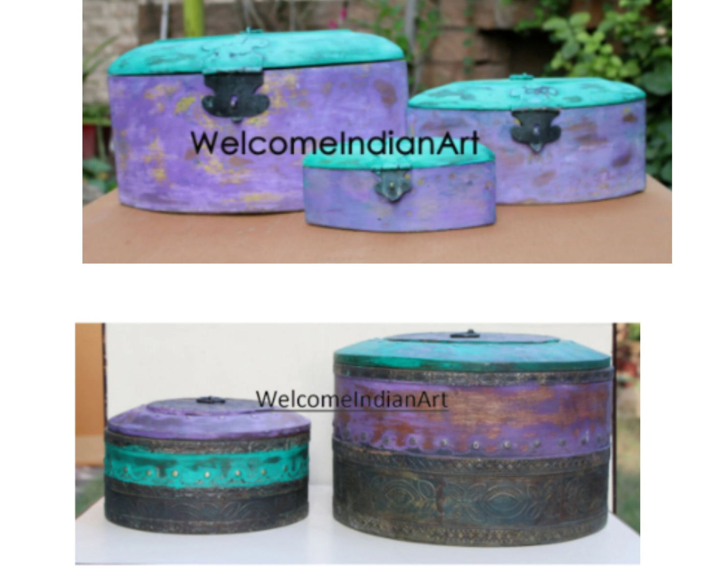 Handpainted Wooden Box For Living Model 1 ( Set Of 2 )