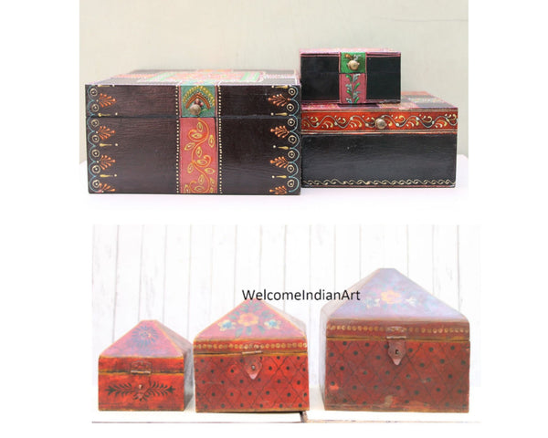Wooden Hand Painted Box, Decorative Model 1
